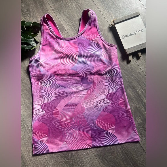 C9 by Champion Tri - Colored Built in Bra Swirl Patterned Tank Top Purple Pink - Picture 1 of 10